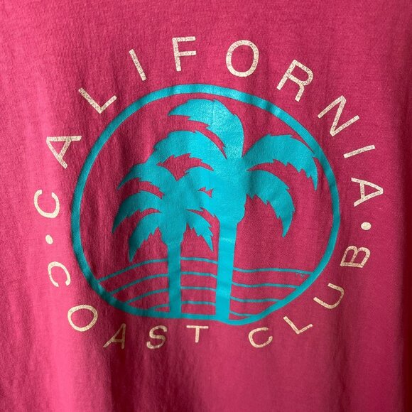California Coast Club T Shirt Vintage 80s 90s Large L Pink Graphic Tee - Picture 5 of 16